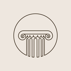 Greek column icon. Modern circle line design, editable strokes. Vector illustration, EPS 10