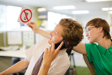 Businesswoman showing  