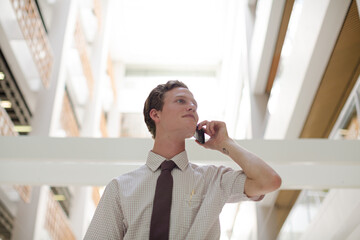 Businessman talking on cell phone