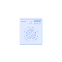 Vector flat cartoon washing machine isolated on empty background-home appliances,interior element concept,web site banner ad design