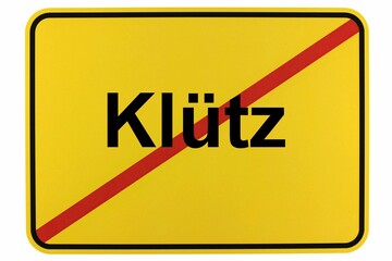 Illustration eines Stadtausgangsschildes der Stadt Klütz