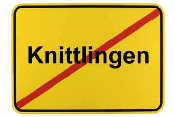 Illustration eines Stadtausgangsschildes der Stadt Knittlingen