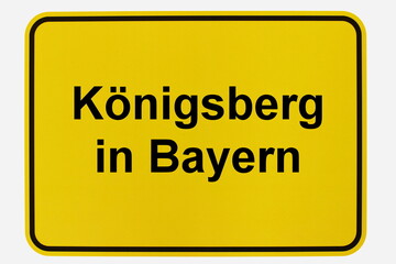 Illustration eines Stadteingangsschildes der Stadt Königsberg in Bayern