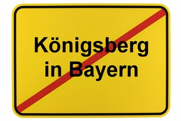 Illustration eines Stadtausgangsschildes der Stadt Königsberg in Bayern