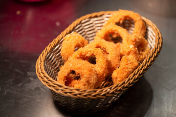Fried Onion Rings in a tray