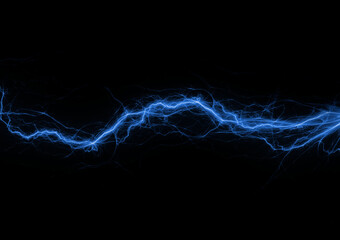 Blue lightning, abstract electrical background - 453908387