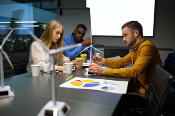 Fototapeta premium Team of young managers, conference in IT office