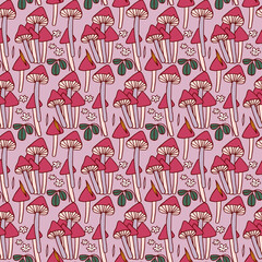 Seamless pattern with mushrooms