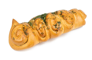 ukrainian garlic bun pampushka isolated on white background