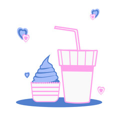 seamless glass pattern with soda water and ice cream