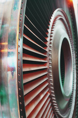 Internal design of a gas turbine plant for generating energy.