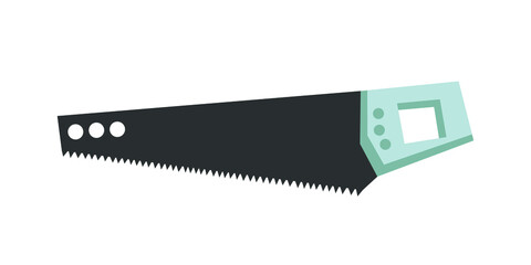 Vector saw illustration.  Cartoon style summer garden element. Grey shades handle saw. Vector stock illustration.