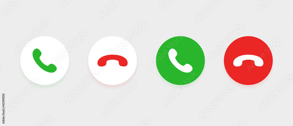 Leinwandbilder Call and decline button - green answer and red decline mobile phone call buttons