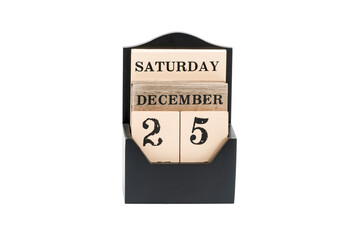 wooden calendar with the date of Christmas