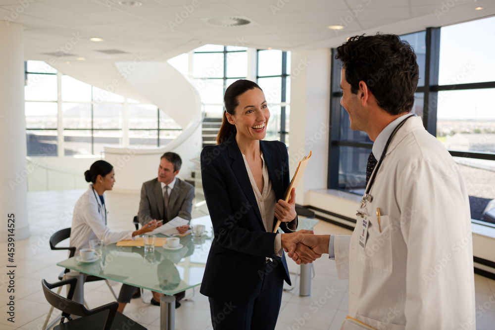 Wall mural portrait of smiling doctors and businessman