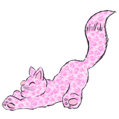 Cute Cartoon Fluffy Cat Illustration 