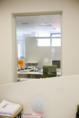 Sunlight streaming into empty office