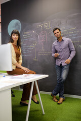 Business people smiling in office