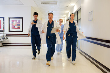 Fototapeta premium Doctors and businesswoman talking in meeting