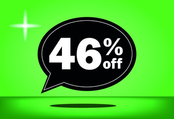 46% off - black and green floating balloon - with green background - banner for discount and reduction promotional offers