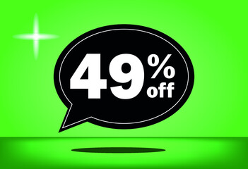 49% off - black and green floating balloon - with green background - banner for discount and reduction promotional offers