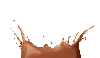 Splash of delicious chocolate milk on white background