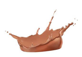 Splash of delicious chocolate milk on white background