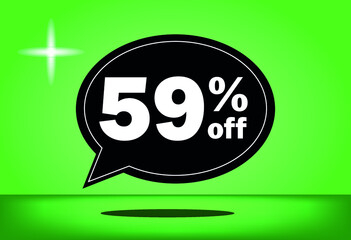 59% off - black and green floating balloon - with green background - banner for discount and reduction promotional offers