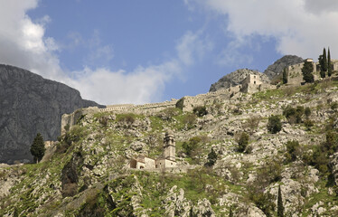 Ruins of fortress in Kotor. Montenegro