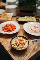 Delicious appetizers at a buffet close-up