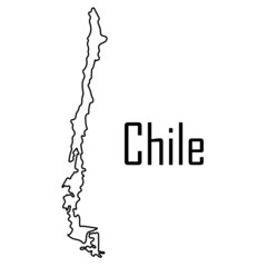Chile map icon, vector illustration in black isolated on white background.