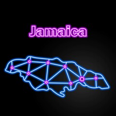 Jamaica neon map, isolated vector illustration.