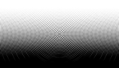 Vector concentric halftone dotted background. Black and white gradient texture.