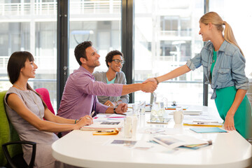 Fototapeta na wymiar Business people shaking hands in meeting