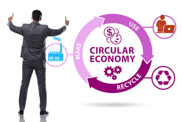 Concept of circular economy with businessman