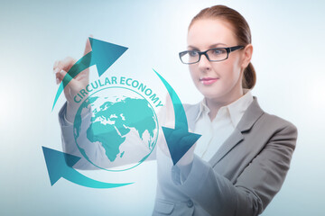 Concept of circular economy with businesswoman