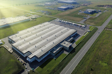 Industrial zone and technology park and logistics center with warehouse, loading hub. Industry from...