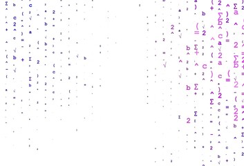 Light Purple vector pattern with arithmetic signs.