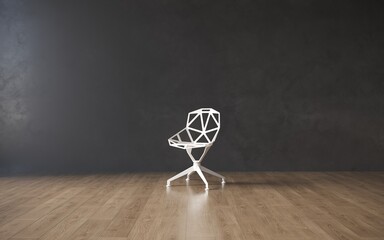 Fototapeta na wymiar 3d visualization of a restaurant chair in a minimalist interior. 3d rendering copy space, cg render