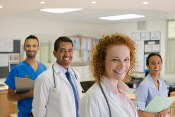 Fototapeta premium Doctors and nurse smiling in hospital
