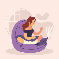 woman with laptop sitting