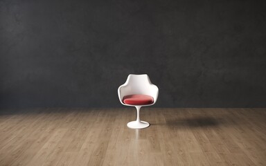 3d visualization of a restaurant chair in a minimalist interior. 3d rendering copy space, cg render