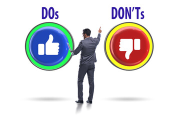 Concept of choosing between dos and donts