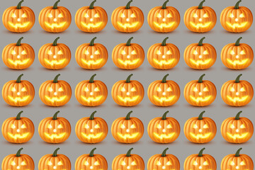 halloween pumpkin icons set. halloween seamless background with  pumpkins