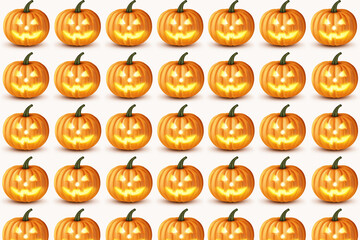 halloween pumpkin icons set. halloween seamless background with  pumpkins