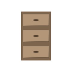 nightstand icon isolated on white background. Vector flat illustration. Wooden chest of drawers. Interior object 