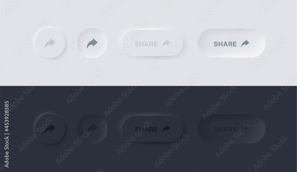 Aufkleber share icon button with neumorphism design - ui buttons interface