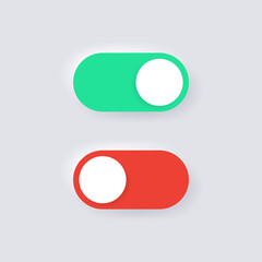 toggle switch button with neumorphism buttons - on off icons in neumorphic style for apps and website ui ux design interface
