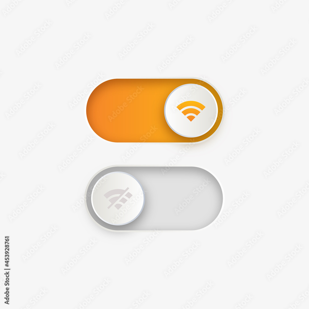 Poster Wireless and wifi icon with toggle switch button - Wi-fi signal symbol or internet access - Internet Connection icons for apps and website ui ux design interface