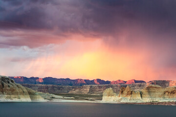 Beautiful nature background with scenic view on Glen Canyon and Powell Lake near the City of Page,...